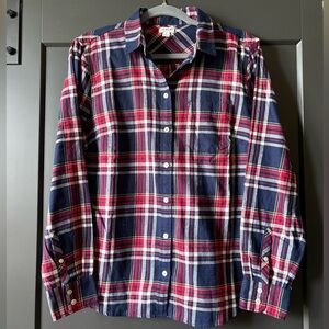J. Crew Navy, Red & White Plaid Button-Up Shirt